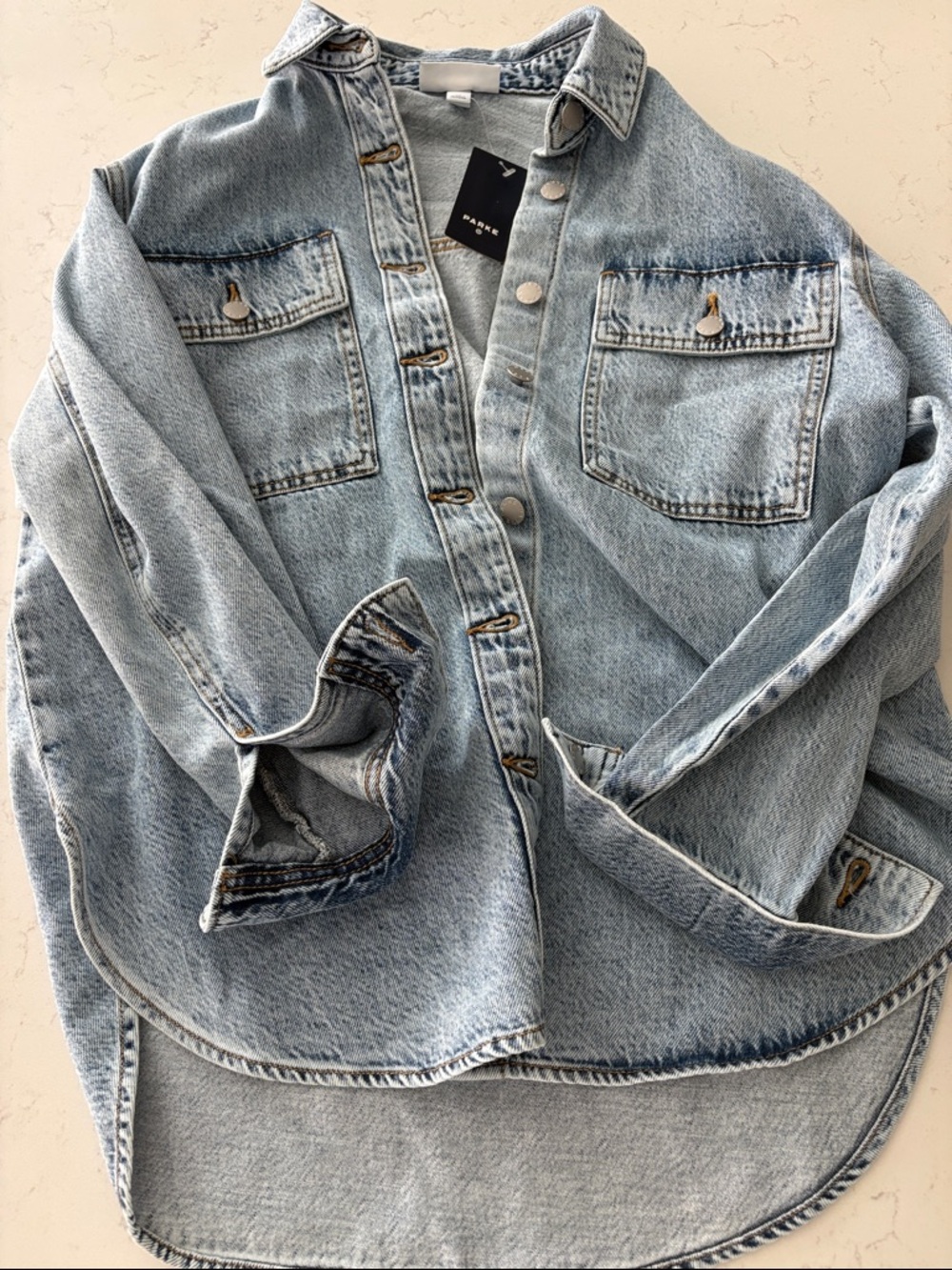 Light Wash Denim Button-Down Shirt - Unbranded